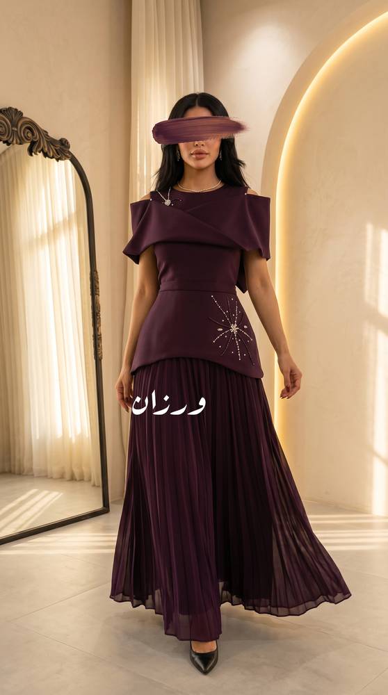 فستان سهرة أوف شولدر بتصميم بليسيه