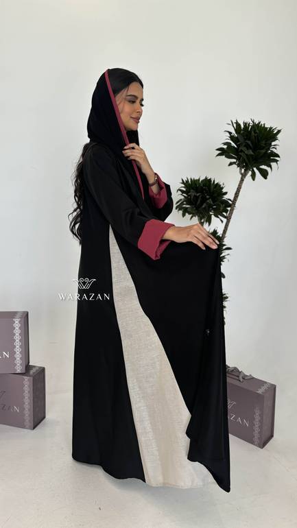 عباية كاجول بتدخيلة لون نود من الاكمام 