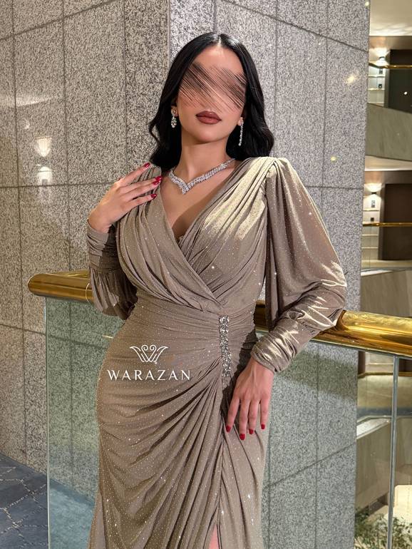 فستان سهره بكرستال من الخصر 