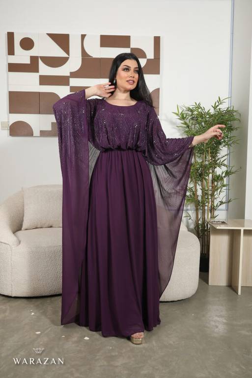فستان ساتر مقاسات كبيرة بفصوص