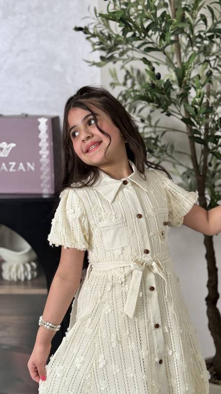 فستان بناتي بحزام  للمناسبات