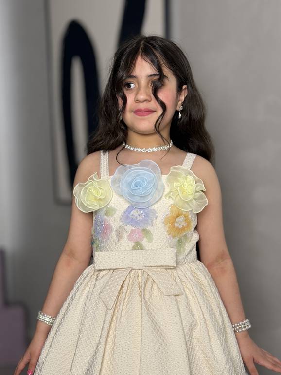 فستان بناتي بتخيلة ورود 