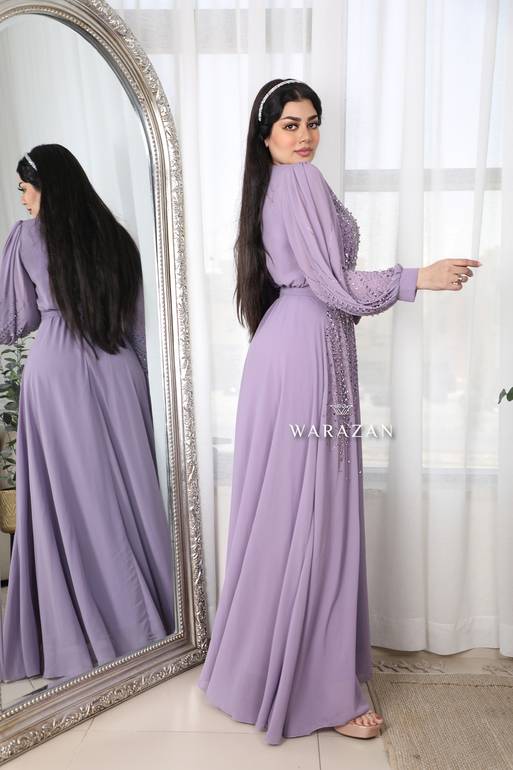 فستان سهرة ناعم بحزام ربطة من الخصر