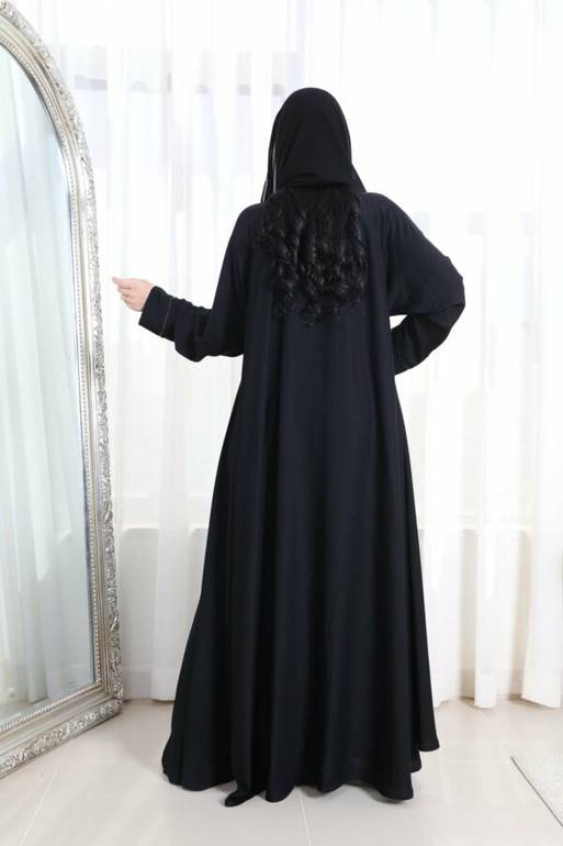 عباية رسمية ناعمة بفتحة أمامية كاملة مع سحاب 
