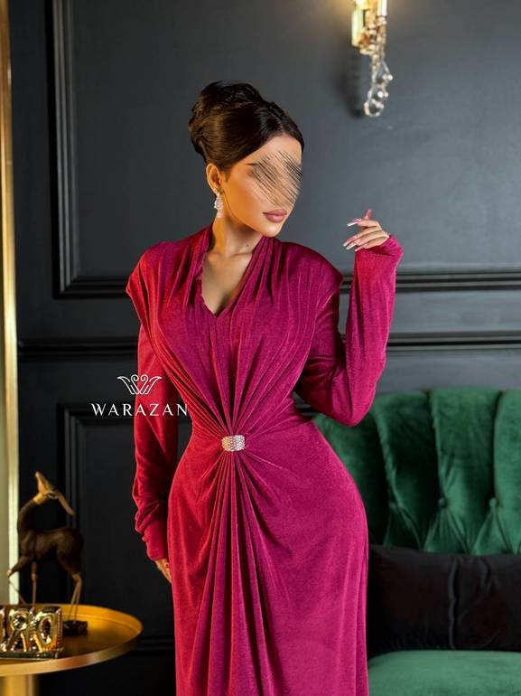 فستان سهرة طويل وناعم ماسك استريتش 