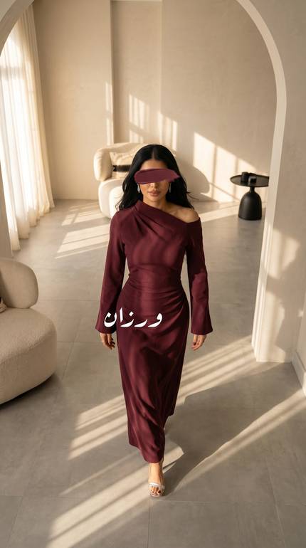 فستان ناعم بستايل فتحه من الكتف 