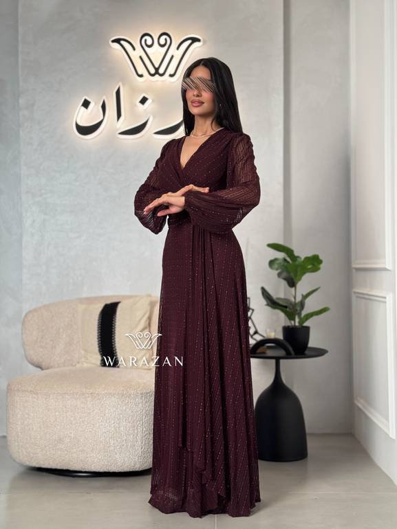 فستان ناعم أنيق لامع بأكمام شفافة