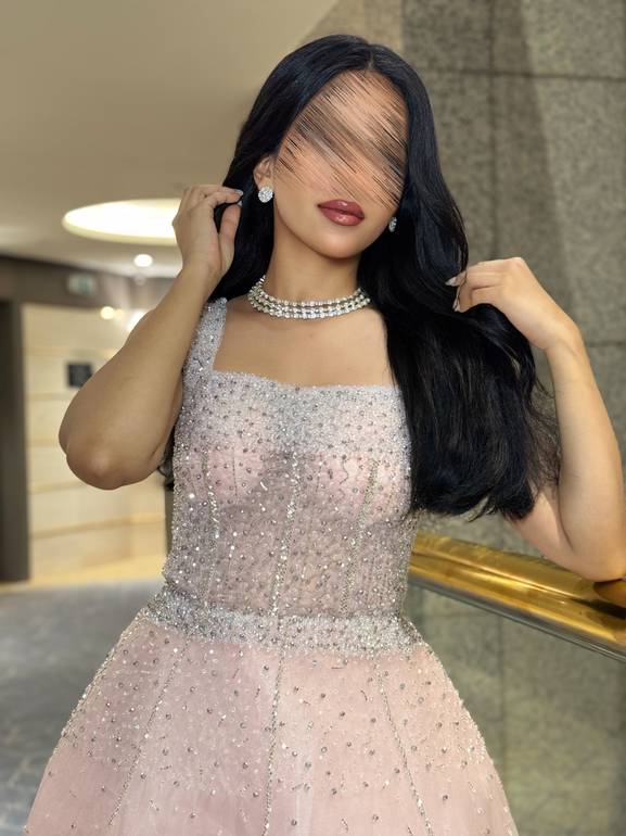فستان دبل كلوش راقي بتطريز شك – فساتين ورزان للمناسبات