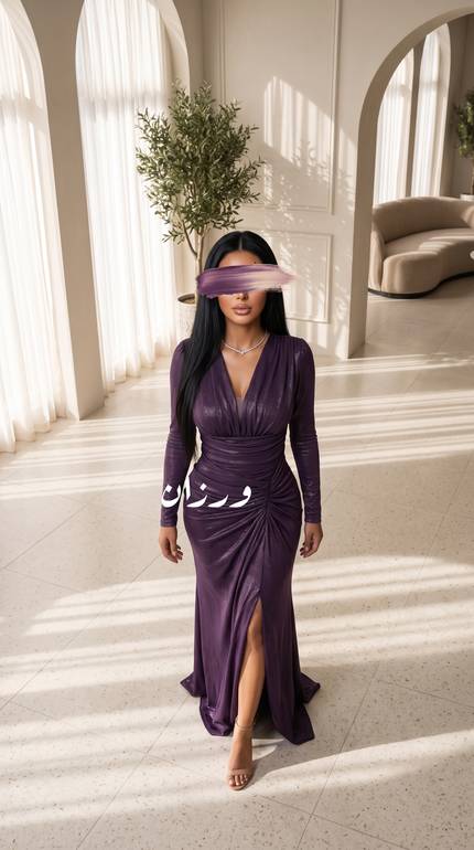  فستان سهرة بكسرات بتصميم درابيه فاخر