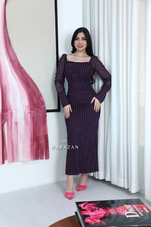فستان سهرة ناعم ماسك بلمعة 