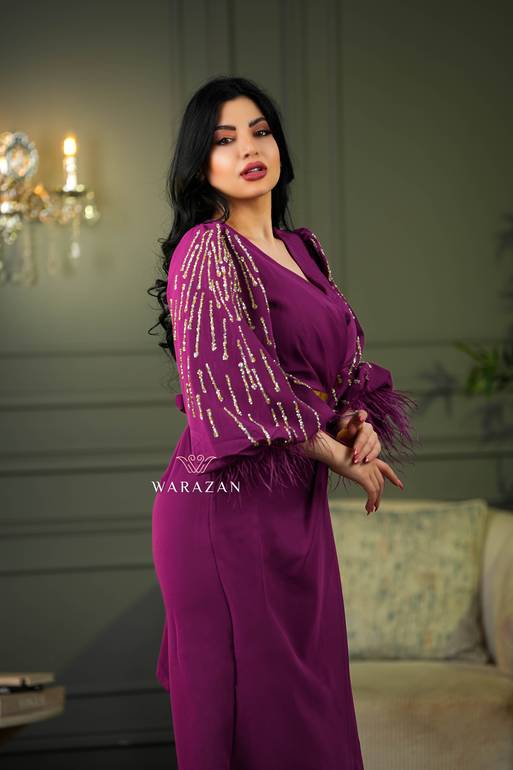 فستان سهرة للمناسبات والعيد والخطوبة مخمل مع حزام