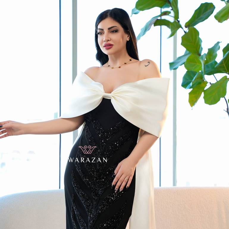 فستان سهرة ماسك مع ذيل للمناسبات 
