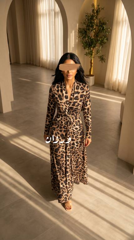 فستان ناعم طويل بزم عند الخصر