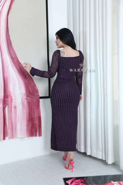 فستان سهرة ناعم ماسك بلمعة 