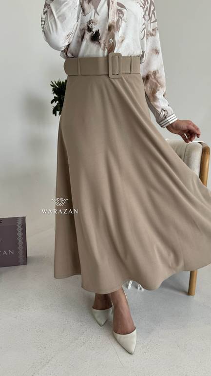 تنورة ميدي أنيقة - بيج غامق - 40