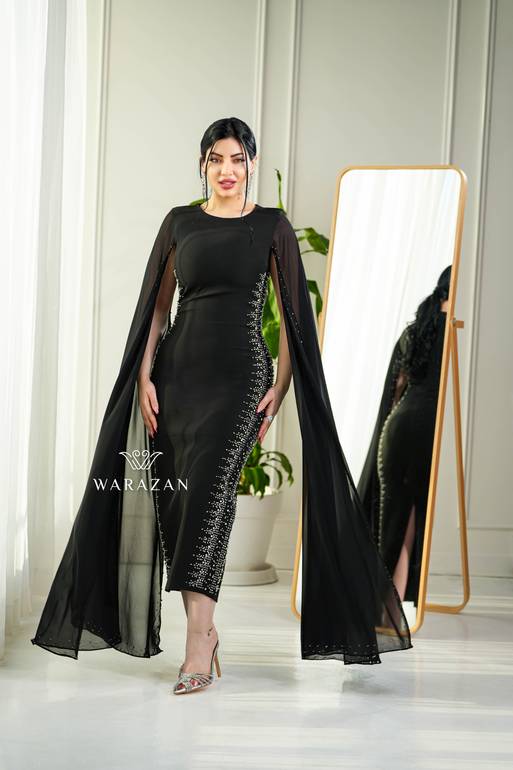 فستان سهرة ناعم للمناسبات بأكمام طويلة