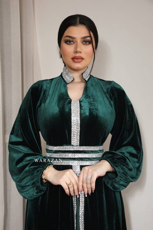 فستان مغربي مخمل سترس كامل للمناسبات