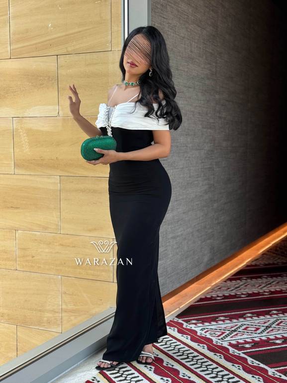 فستان سهره ماسك بكرستال من الصدر  