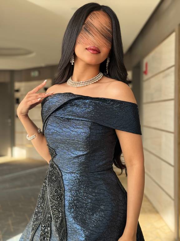 فستان سهرة مع كلفة راقي اوف شولدر 