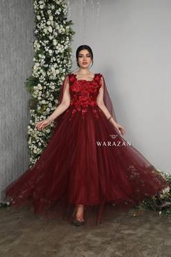 فستان سهرة طويل تل مورد للمناسبات