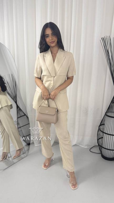 طقم انيق للجمعات  - XL - بيج