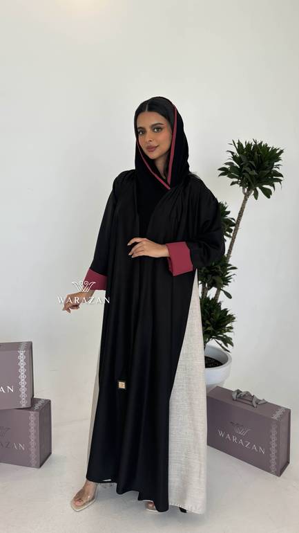 عباية كاجول بتدخيلة لون نود من الاكمام 