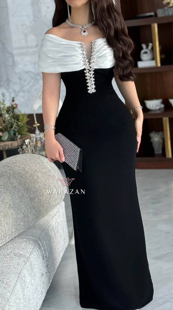 فستان سهره ماسك بكرستال من الصدر  