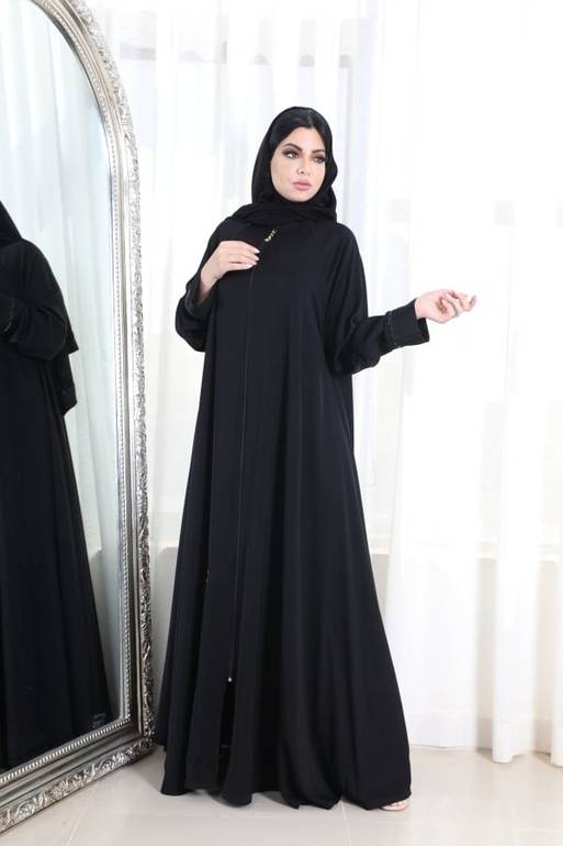 عباية رسمية ناعمة بفتحة أمامية كاملة مع سحاب 