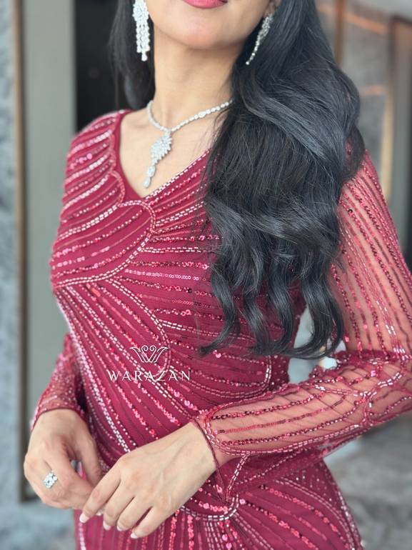 فستان سهرة ماسك بلمعة 