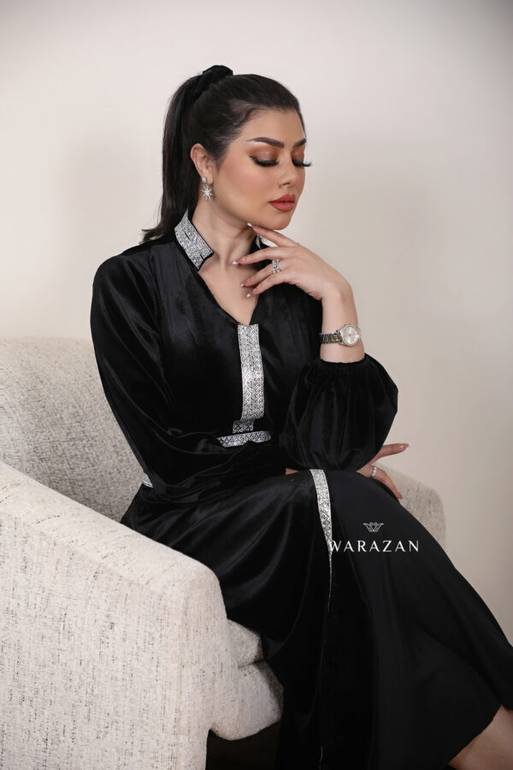 فستان مغربي مخمل سترس كامل للمناسبات
