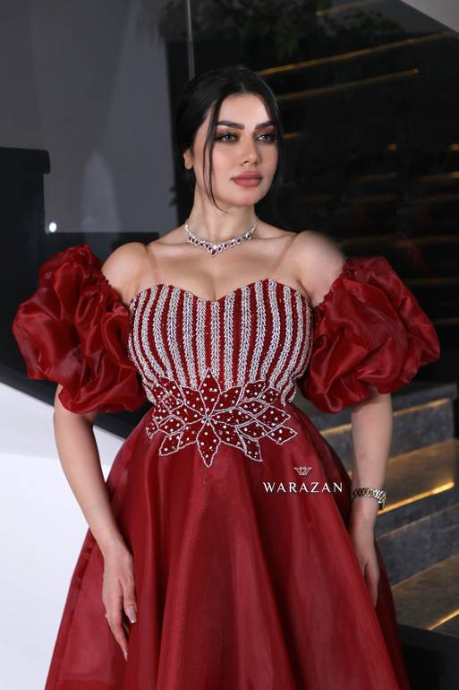 فستان سهرة راقي بتطريز دبل كلوش 