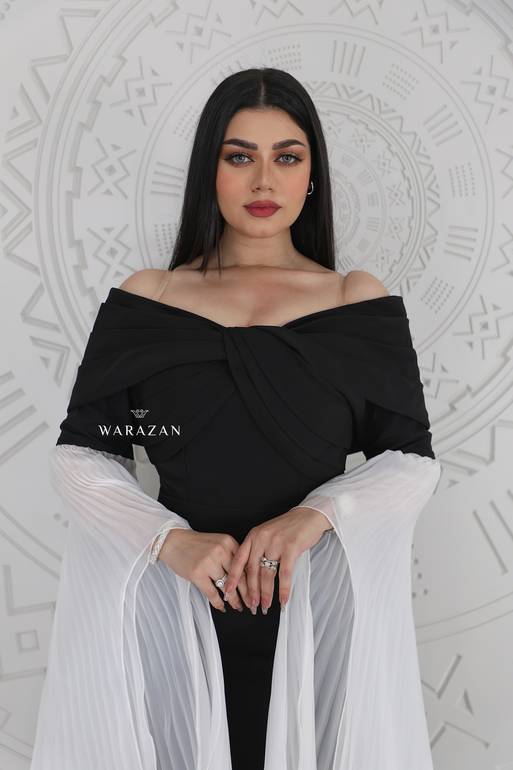 فستان سهرة طويل كريب مسك أكمام بيليسيه 