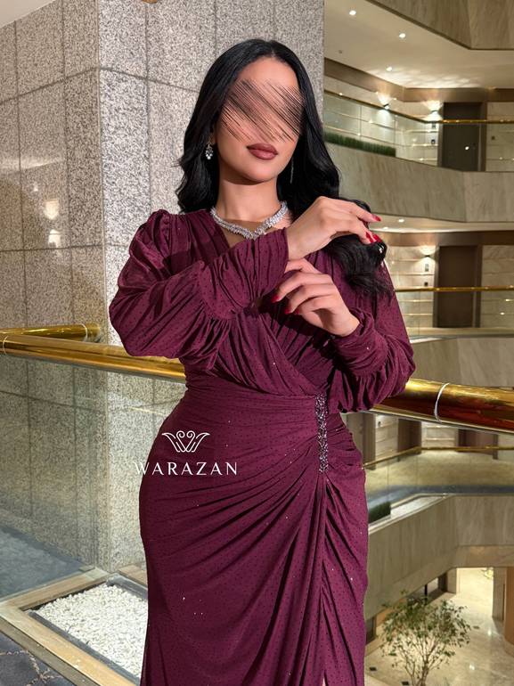 فستان سهره بكرستال من الخصر 