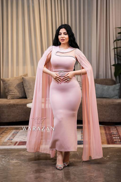 فستان ملكي بستايل من الصدر - لحمي - 42