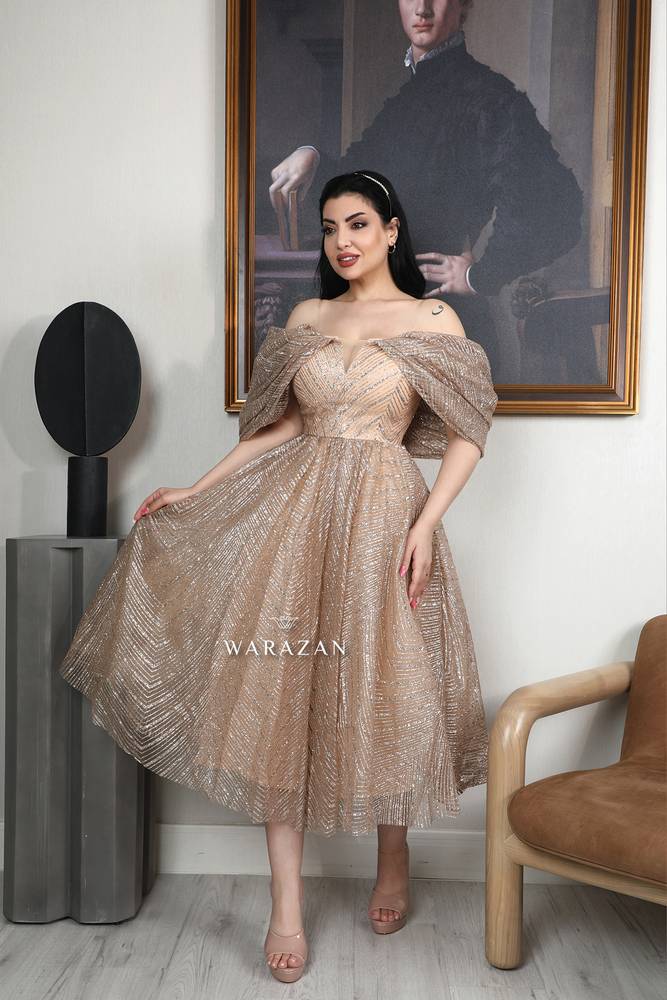 فستان سهرة ناعم اوف شولدر 