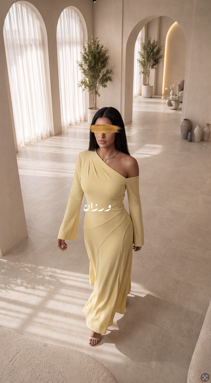 فستان ناعم بكسرات وقصة انسيابية