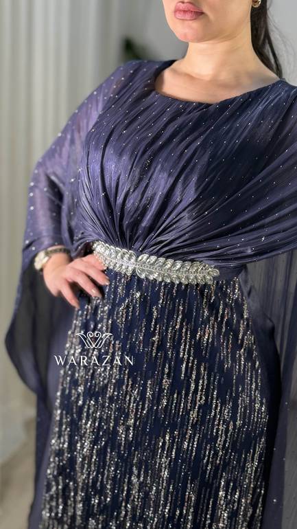 فستان سهرة انيق بحزام من الخصر