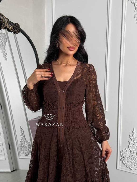 فستان دانتيل بزم من الخصر 
