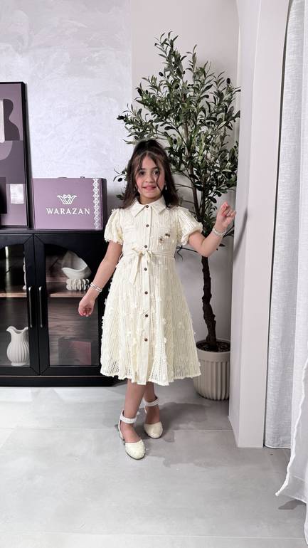 فستان بناتي بحزام  للمناسبات
