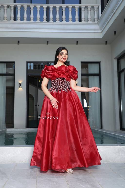 فستان سهرة راقي أكمام بف 