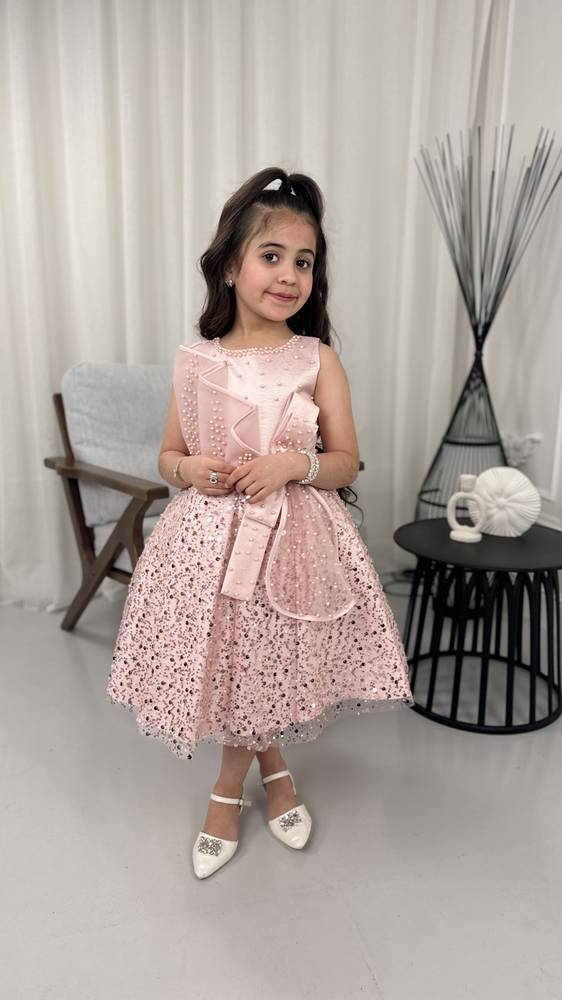فستان سهرة بناتي بللول وترتر للمناسبات