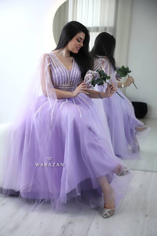 فستان سهرة تل أنيق بأربعة ألوان