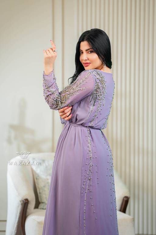 فستان سهرة مخمل أنيق بحزام من الخصر للمناسبات 