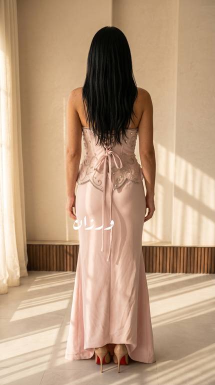 فستان كريب استريتش بشك يدوي