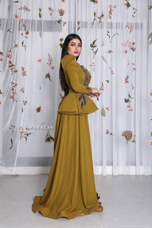 فستان سهرة طويل ماسك و ساتر بتطريز 