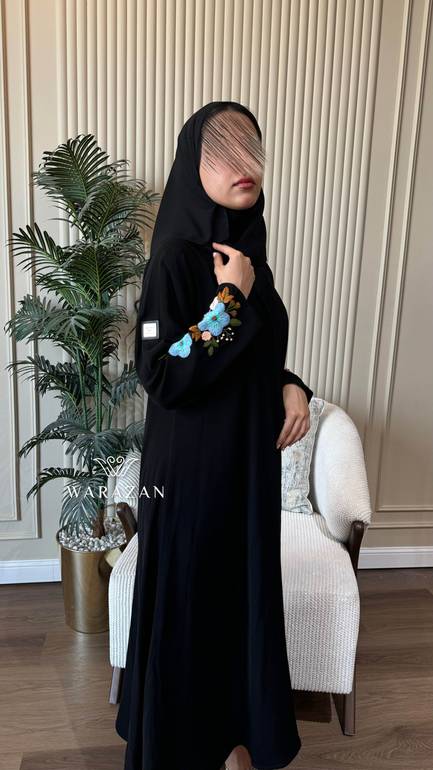 عباية قماش انترنت تطريز يدوي مورد للعيد