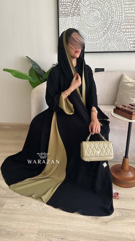 عباية سوداء أنيقة بتدخيلة لون 