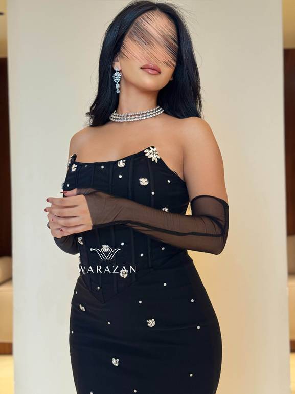 فستان سهره ماسك بكرستال و اكمام 
