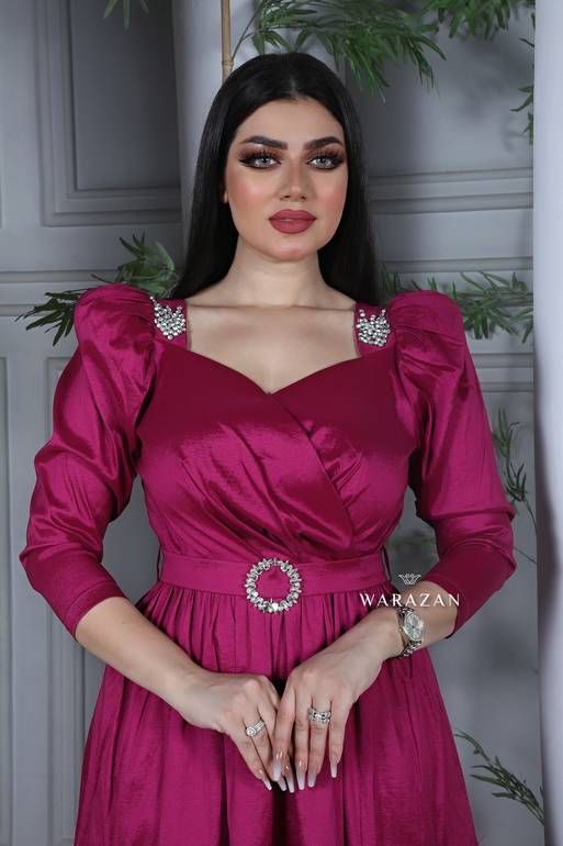 فستان راقي قماش شانطون وتطريز
