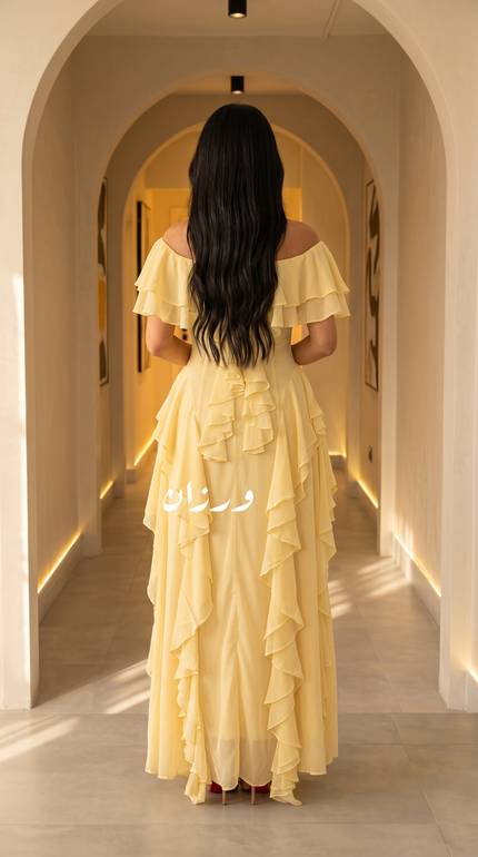 فستان ناعم بقصة من الكتف 